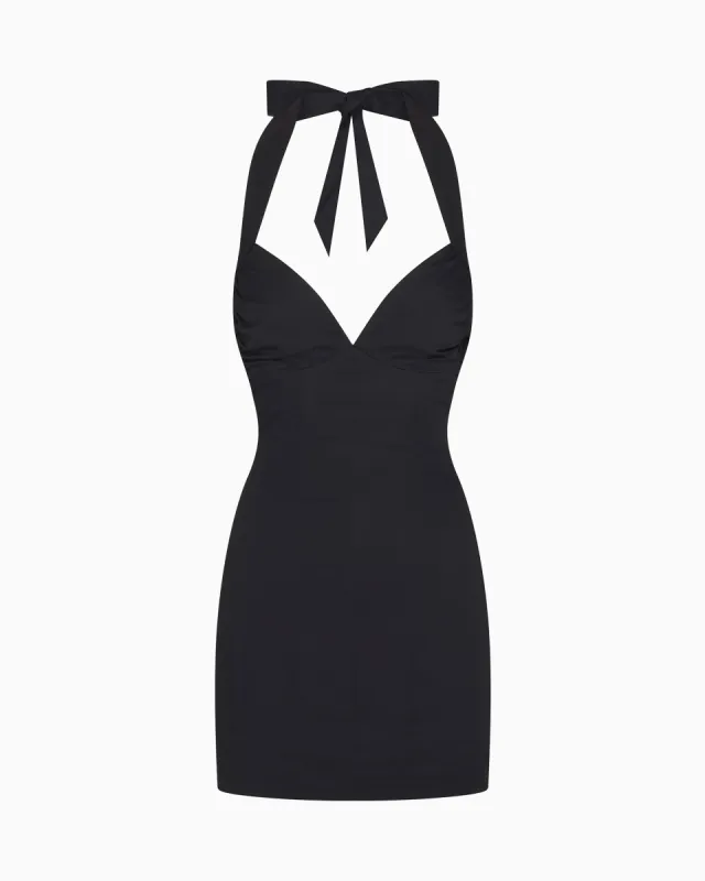 Poplin Seamed Mini Dress | Black sold by KHY