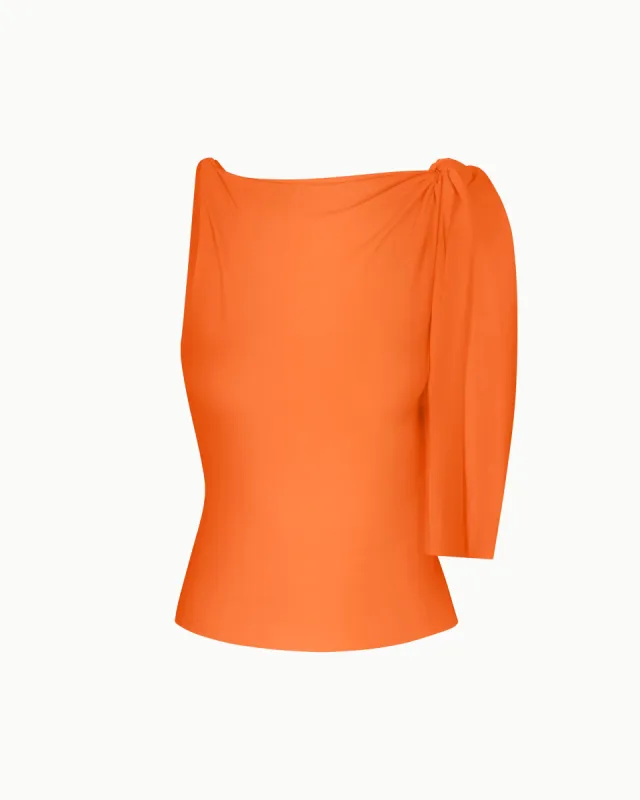 Sleek Stretch Knotted Top | Papaya sold by KHY