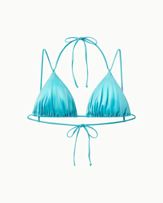 Ruched Triangle Bikini Top | Aqua sold by KHY