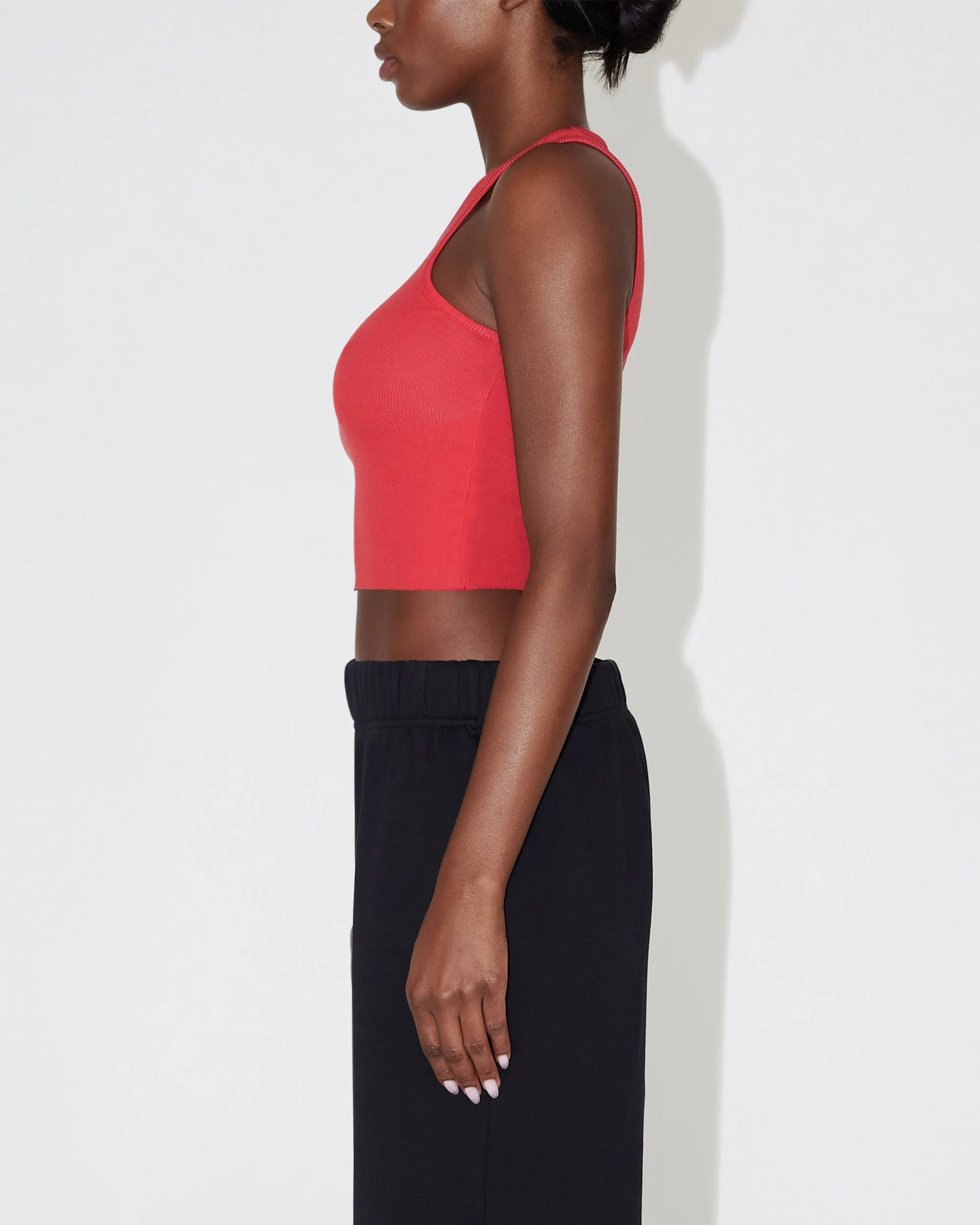 Cropped Raw Hem Rib Tank | Red sold by KHY product image thumbnail 3