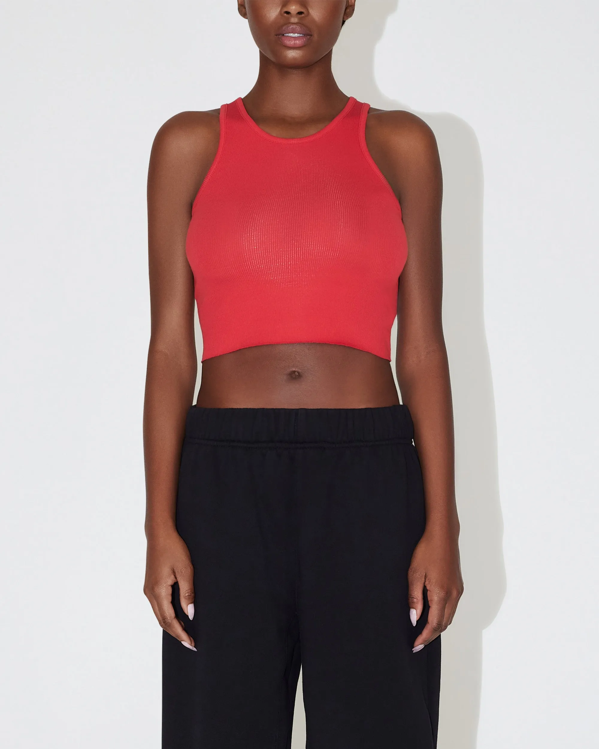Cropped Raw Hem Rib Tank | Red sold by KHY product image thumbnail 2