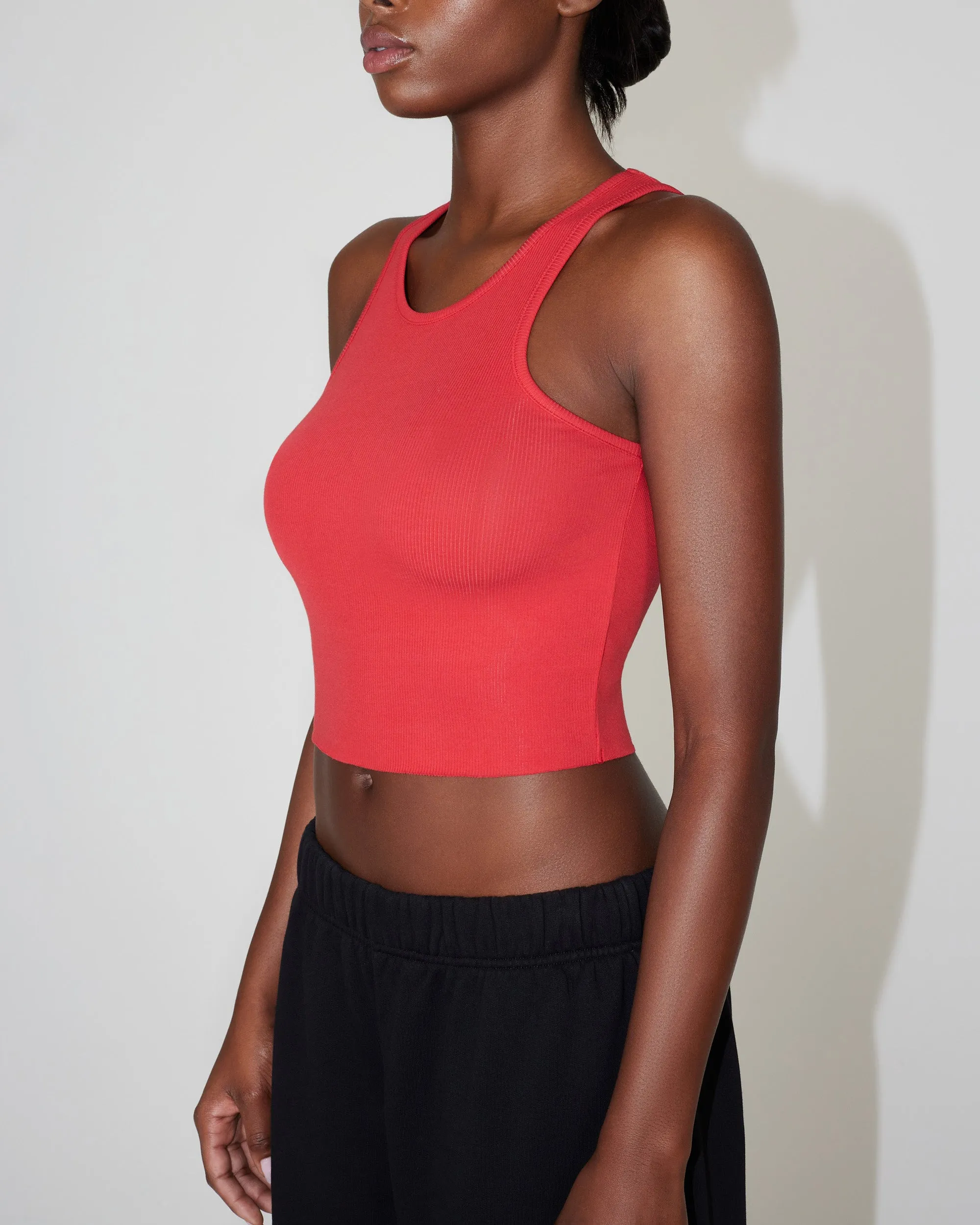 Cropped Raw Hem Rib Tank | Red sold by KHY product image thumbnail 5