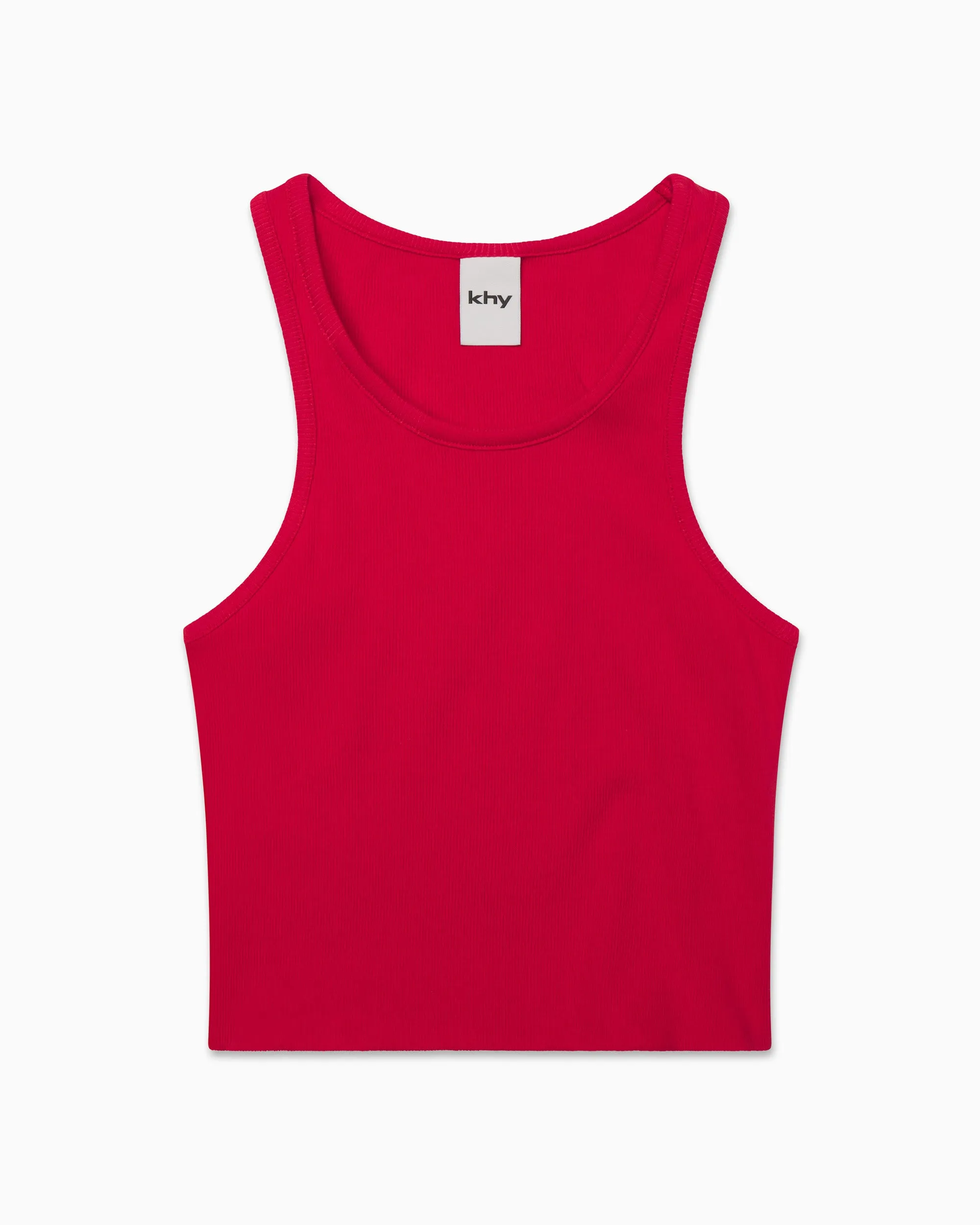 Cropped Raw Hem Rib Tank | Red sold by KHY