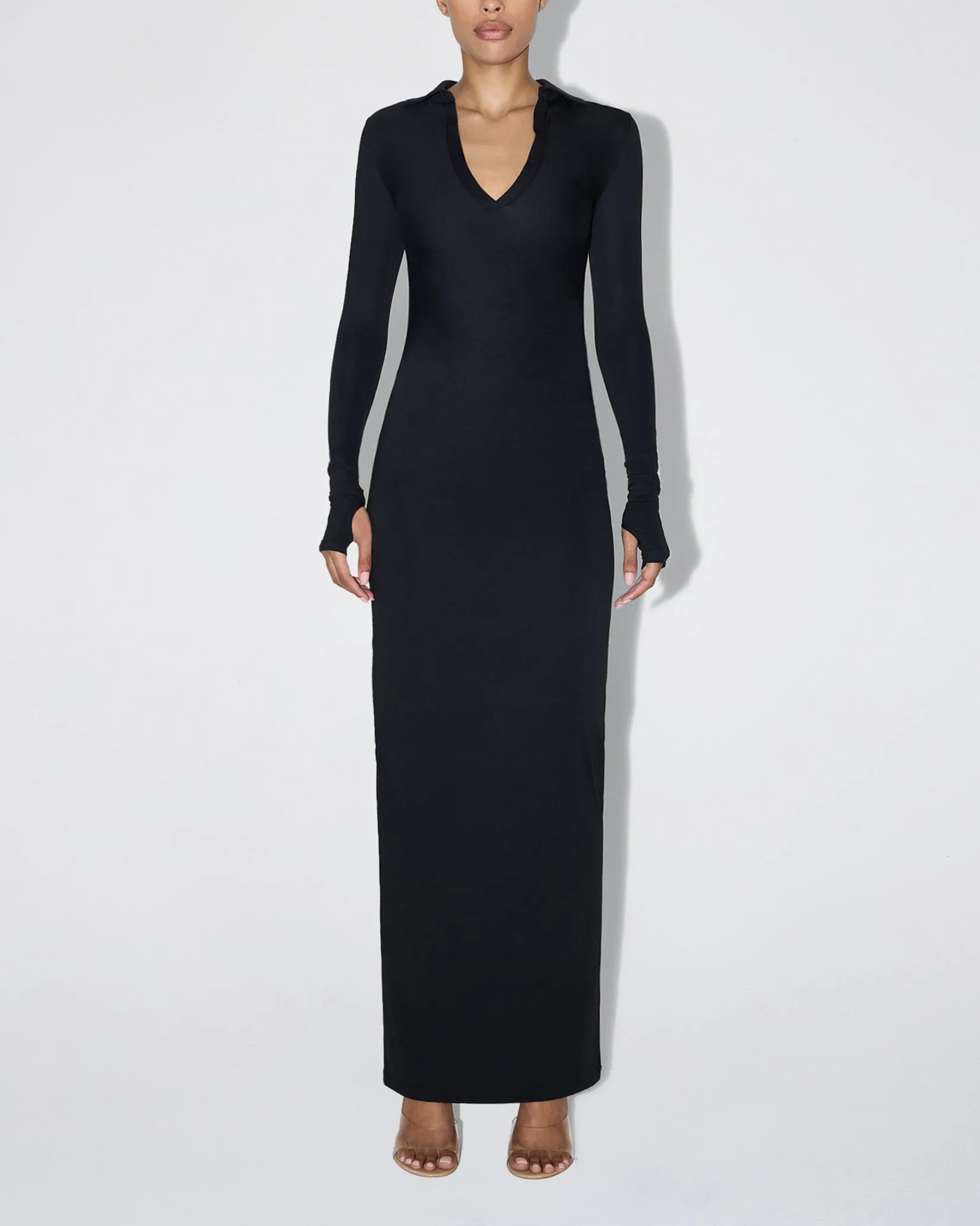 Smooth Stretch Ruched Maxi Dress | Black sold by KHY product image thumbnail 2