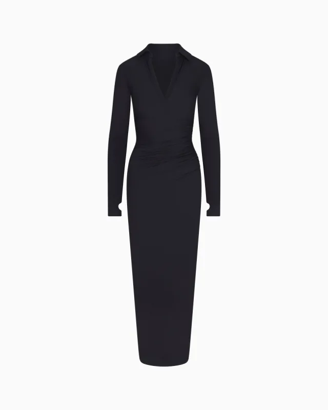 Smooth Stretch Ruched Maxi Dress | Black sold by KHY