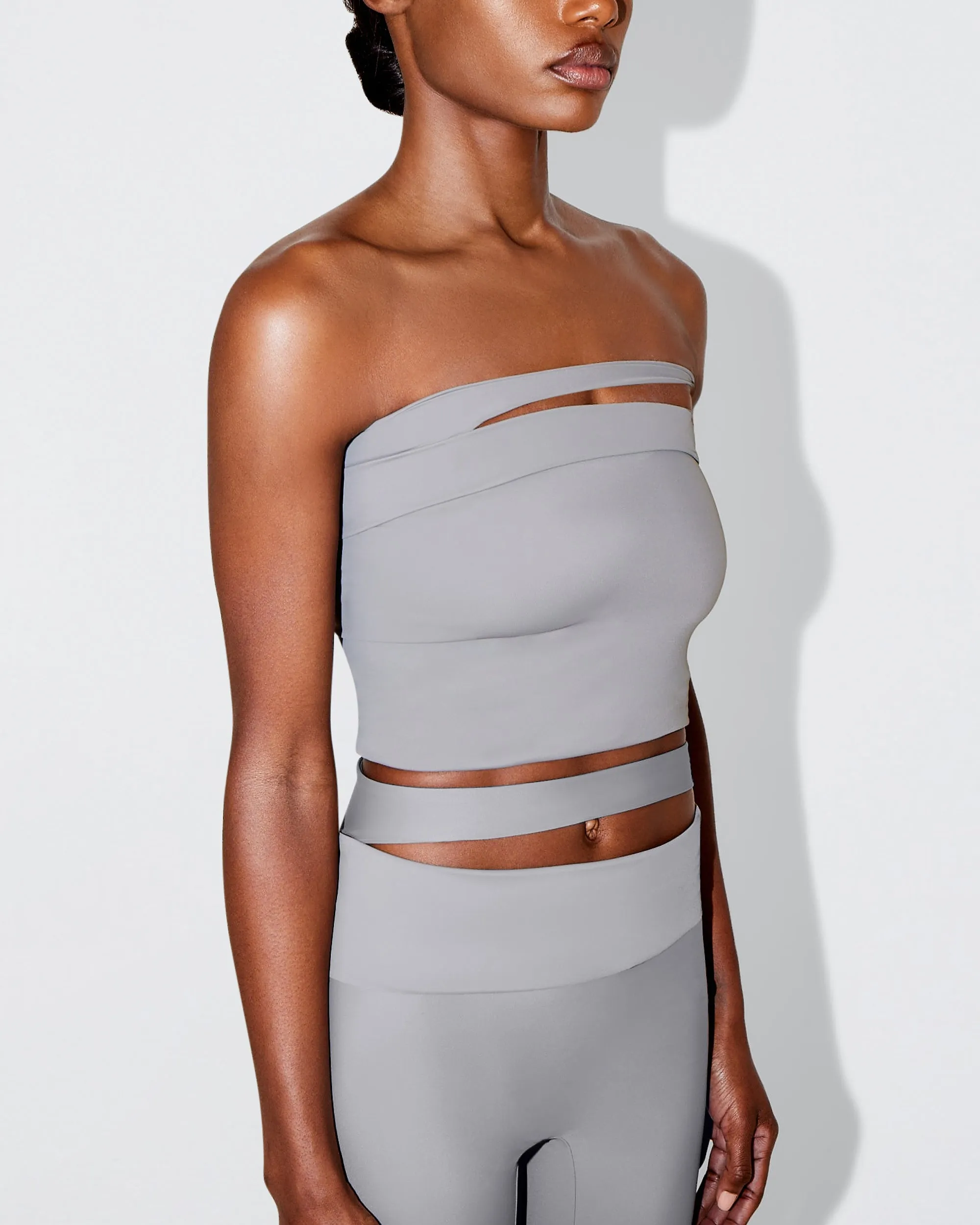 Sleek Stretch Tube Top | Steel Grey | Parallel