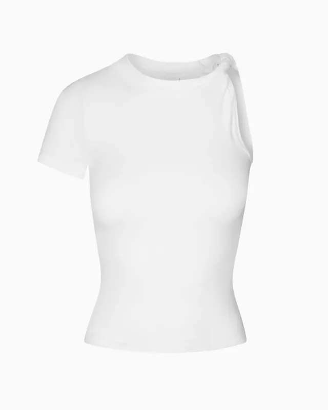 One Shoulder Twist Tee | White sold by KHY