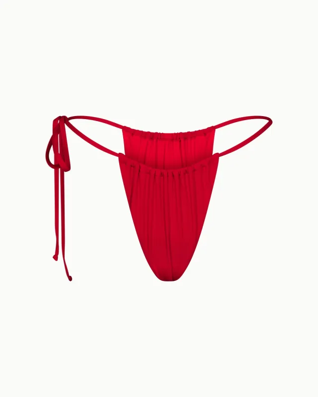 Ruched Tie Bikini Bottom | Cherry sold by KHY