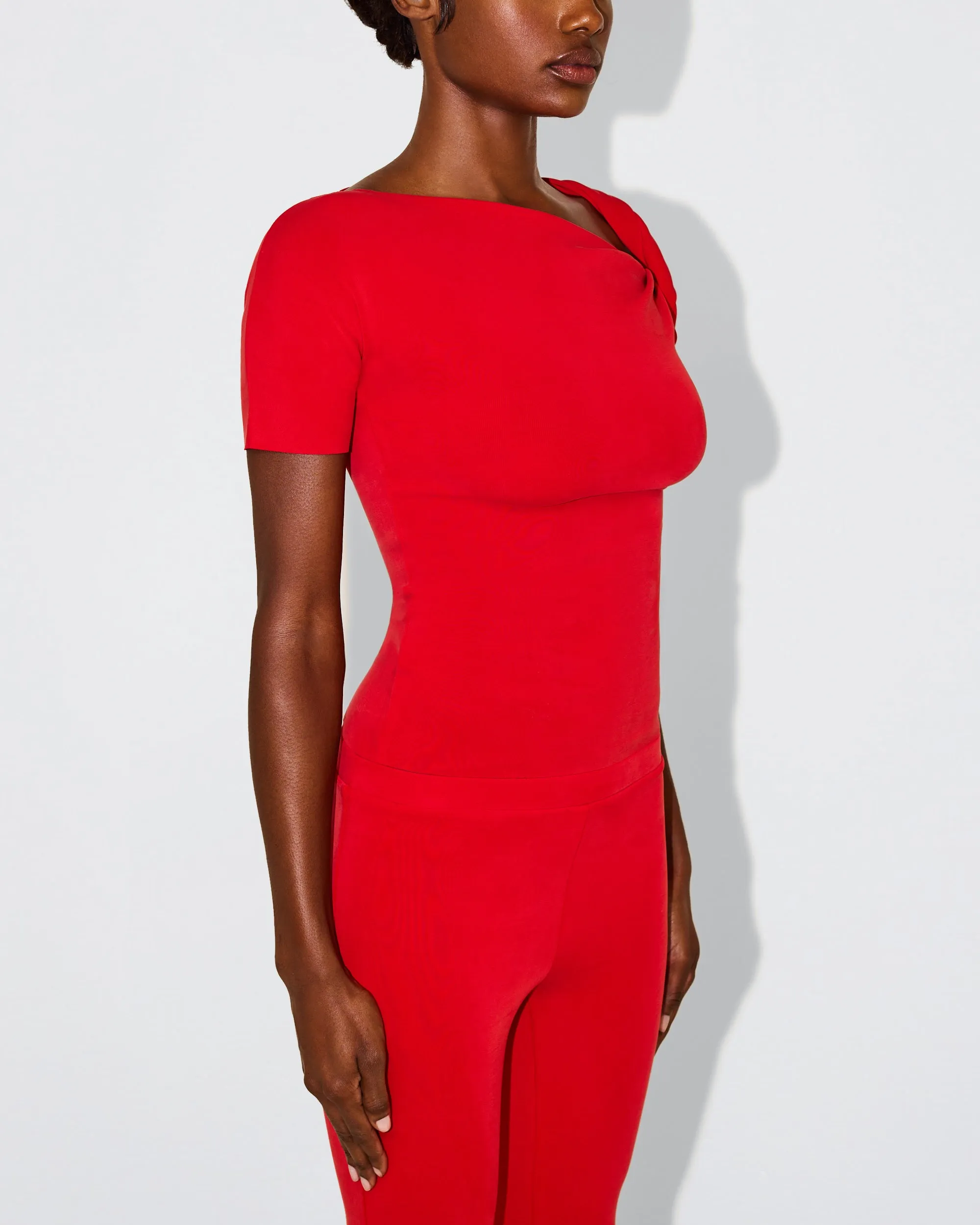 Sueded Stretch Twisted Top | Tomato sold by KHY product image thumbnail 5