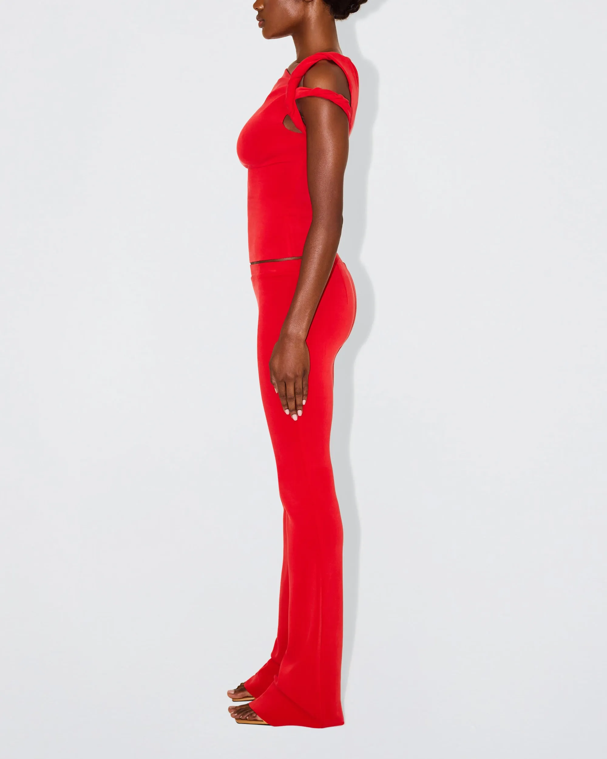 Sueded Stretch Twisted Top | Tomato sold by KHY product image thumbnail 3