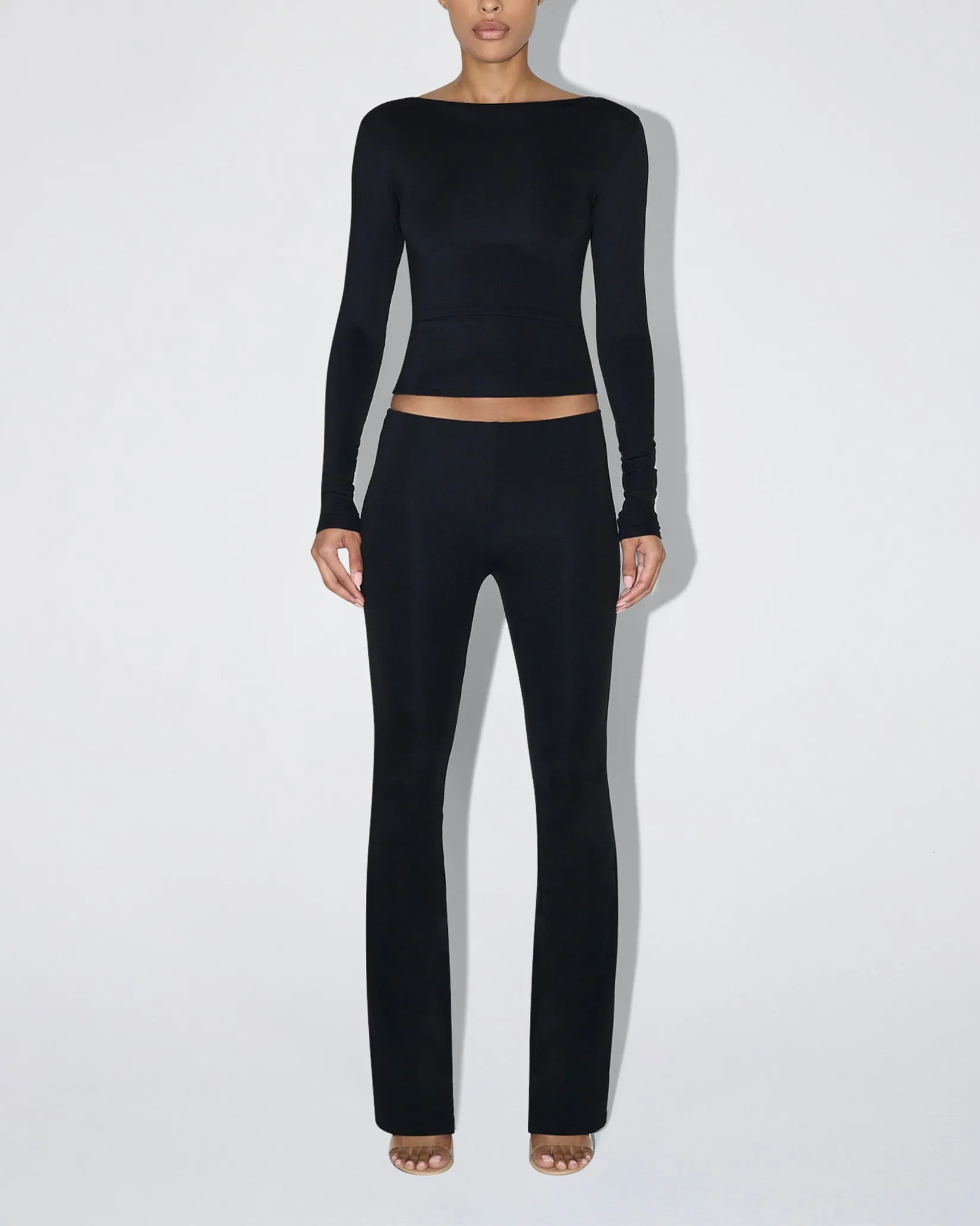 Smooth Stretch Boat Neck Long Sleeve | Black sold by KHY product image thumbnail 4