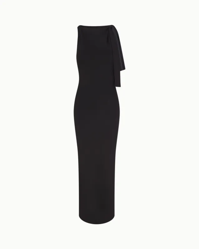 Sueded Stretch Knotted Maxi Dress | Black sold by KHY
