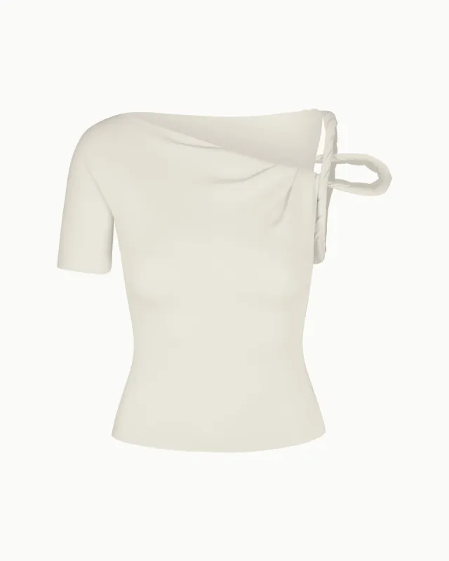 Sueded Stretch Twisted Top | Stone sold by KHY