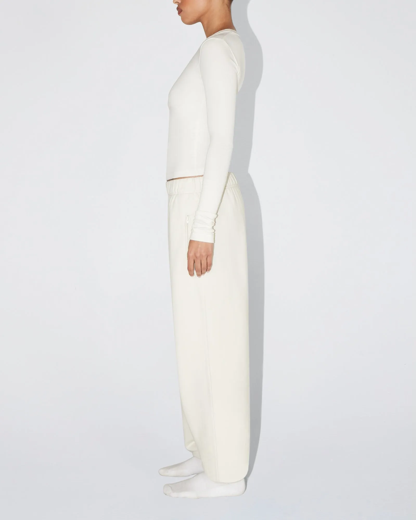 Long Sleeve Ribbed Tee | Ecru sold by KHY product image thumbnail 3