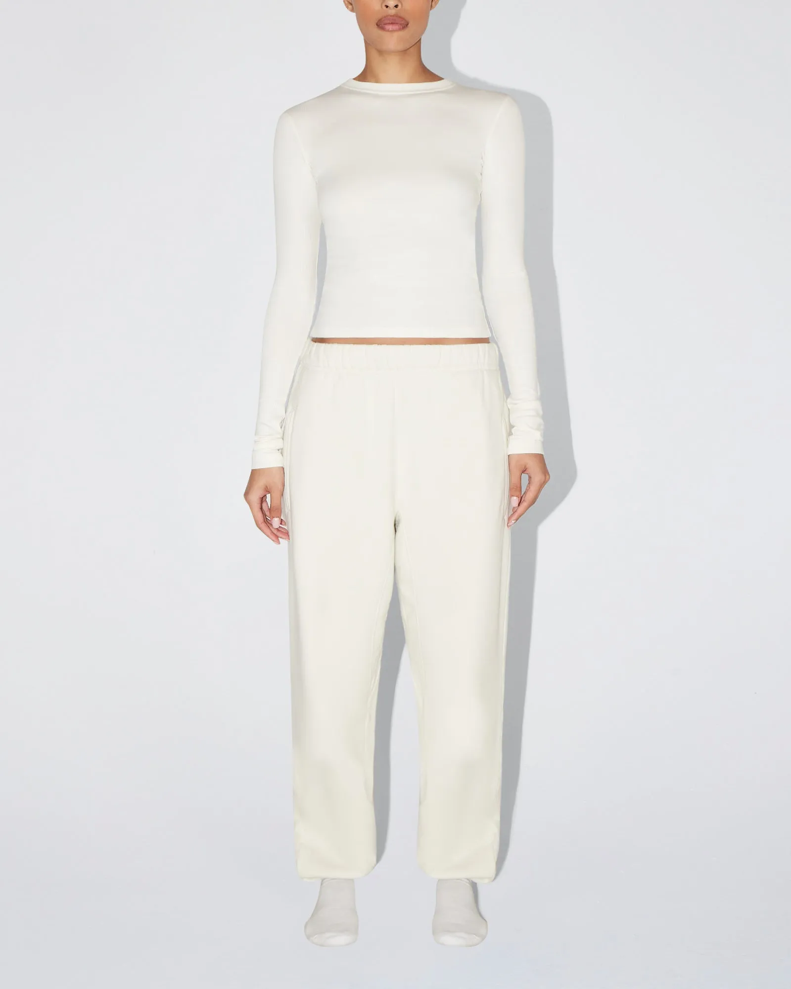 Long Sleeve Ribbed Tee | Ecru sold by KHY product image thumbnail 2