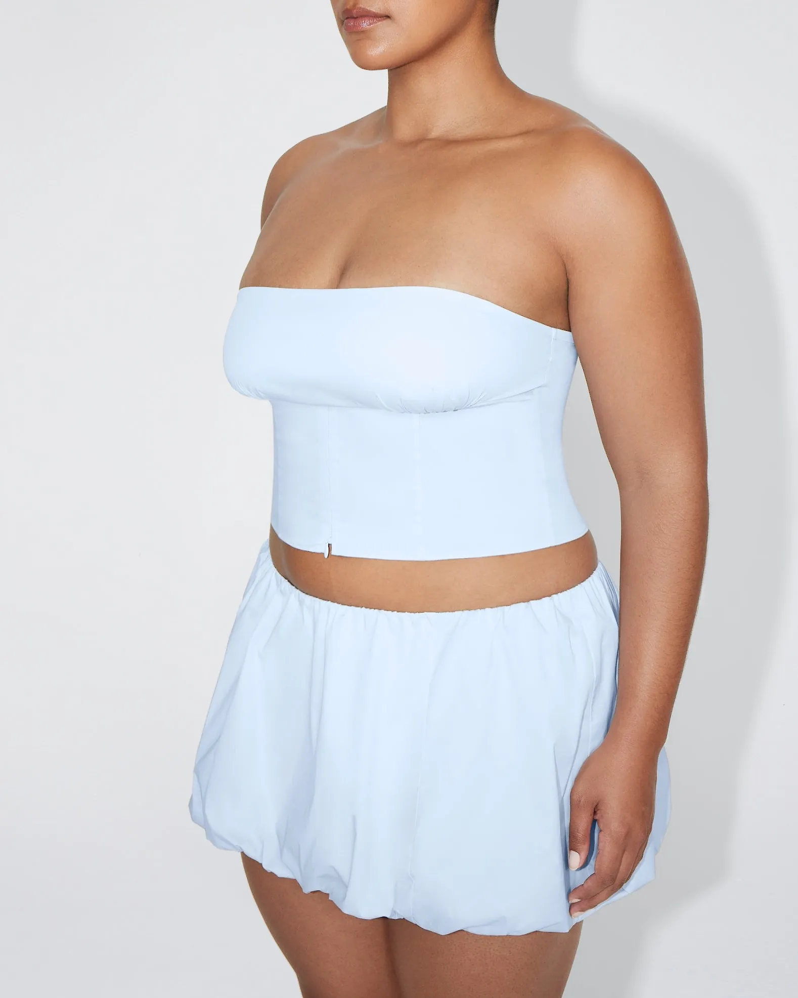 Poplin Bubble Mini Skirt | Ice Blue sold by KHY product image thumbnail 5