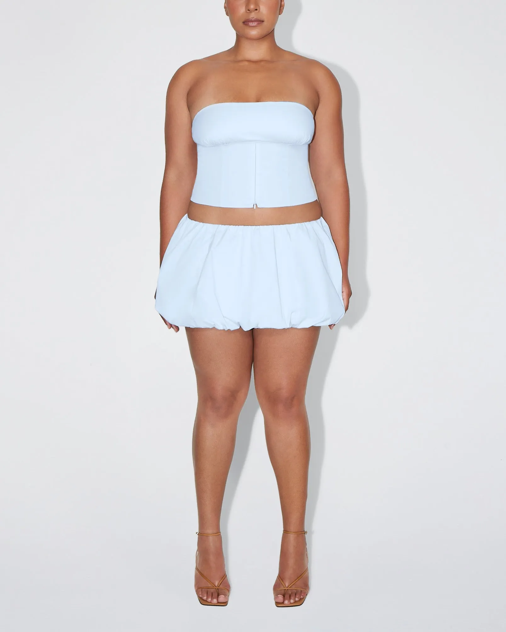 Poplin Bubble Mini Skirt | Ice Blue sold by KHY product image thumbnail 2