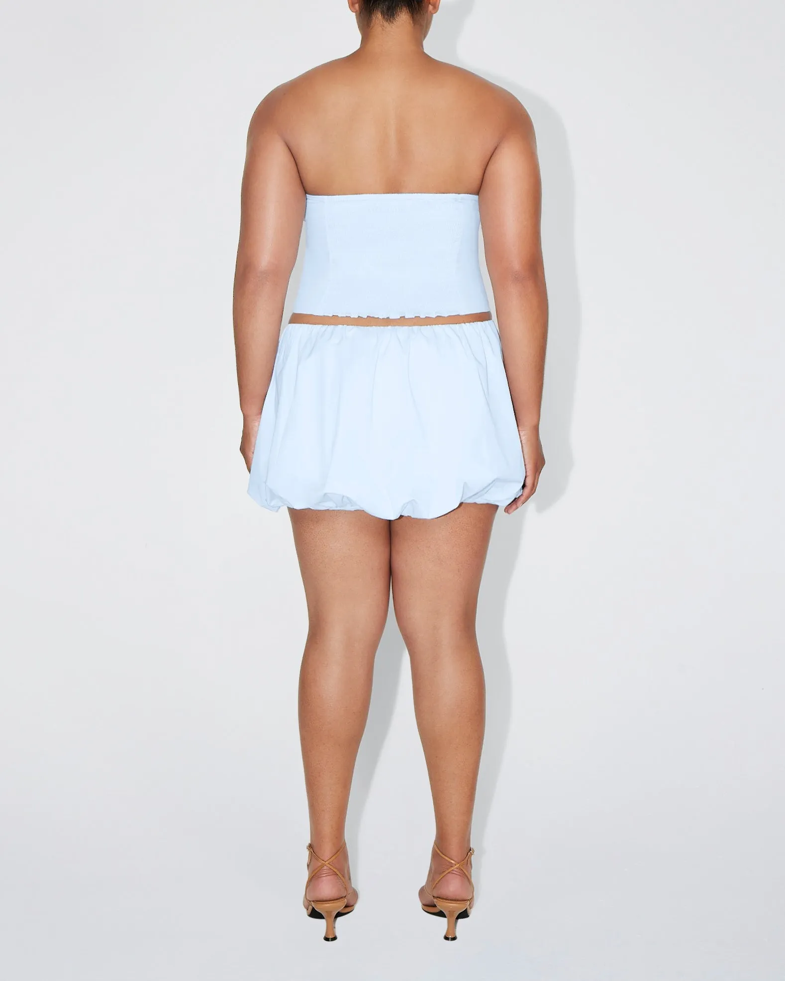 Poplin Bubble Mini Skirt | Ice Blue sold by KHY product image thumbnail 4