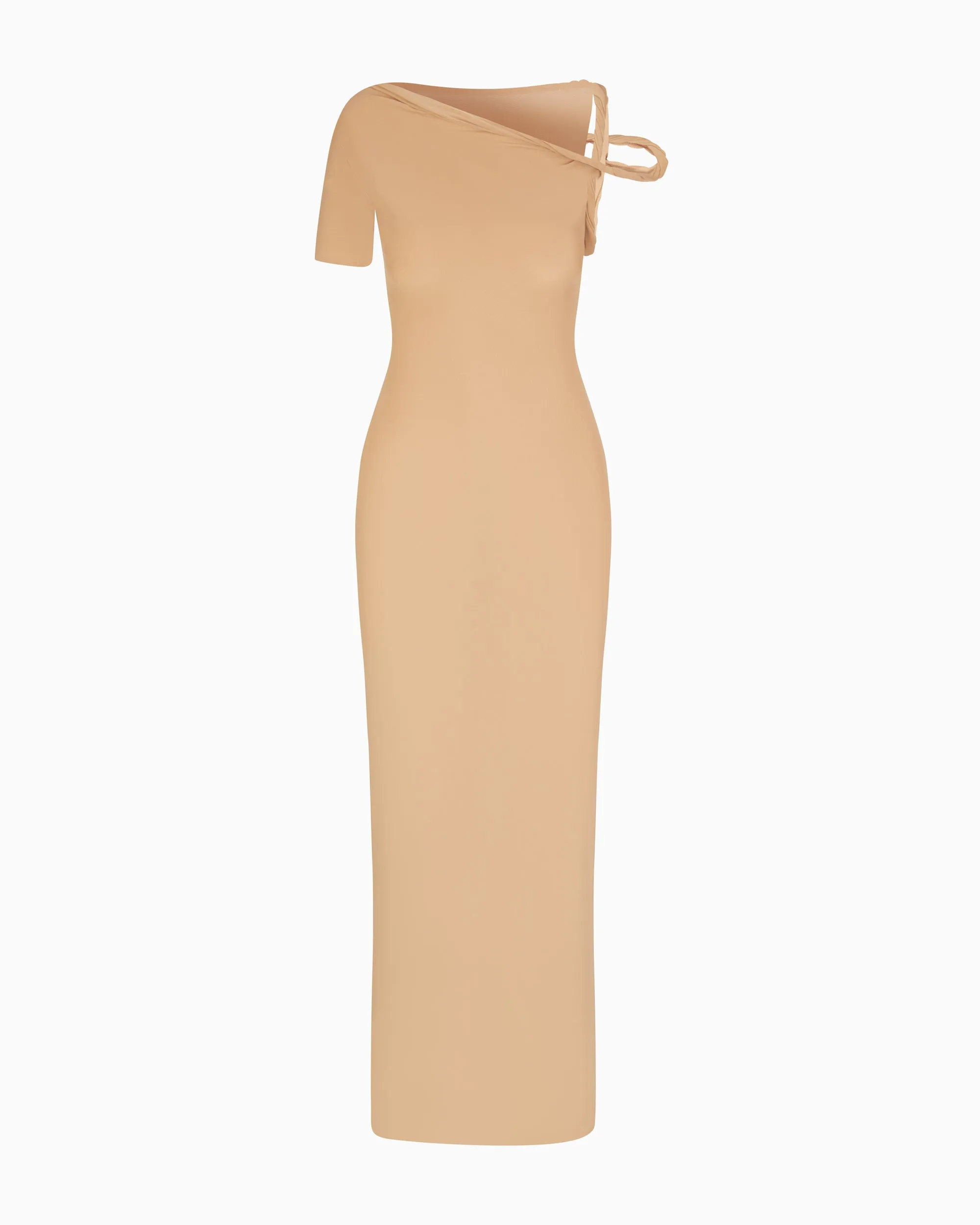 Mesh Stretch Twist Maxi Dress | Nude sold by KHY