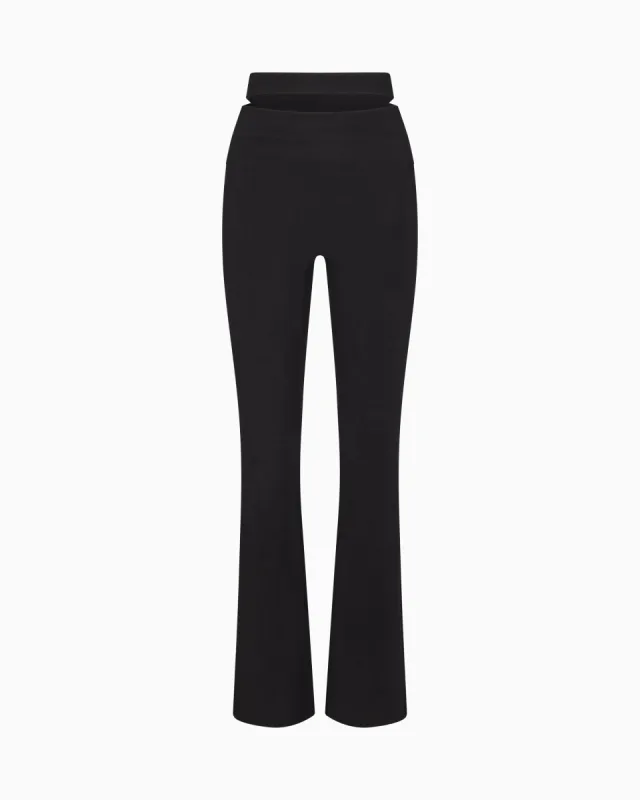 Mesh Stretch Cutout Foldover Pant | Black sold by KHY