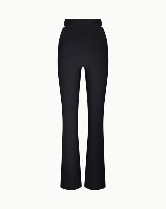 Sleek Stretch Cutout Foldover Pant | Black sold by KHY