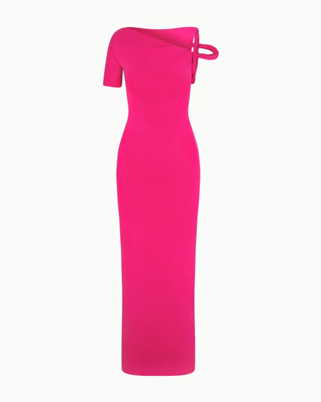 Sueded Stretch Twist Maxi Dress | Fuchsia sold by KHY