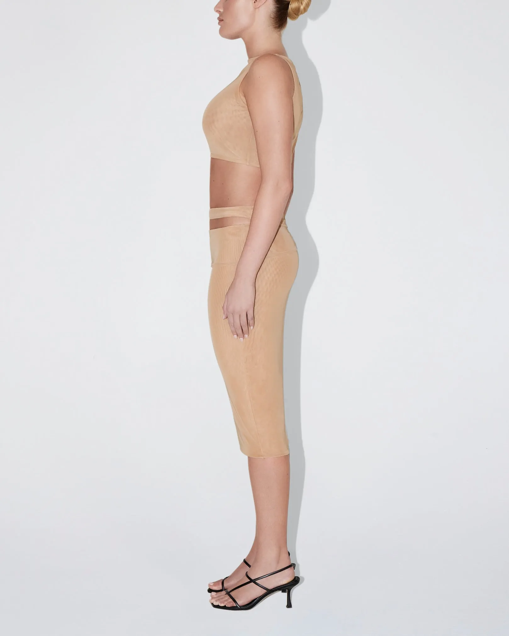 Mesh Stretch Cutout Skirt | Nude sold by KHY product image thumbnail 3