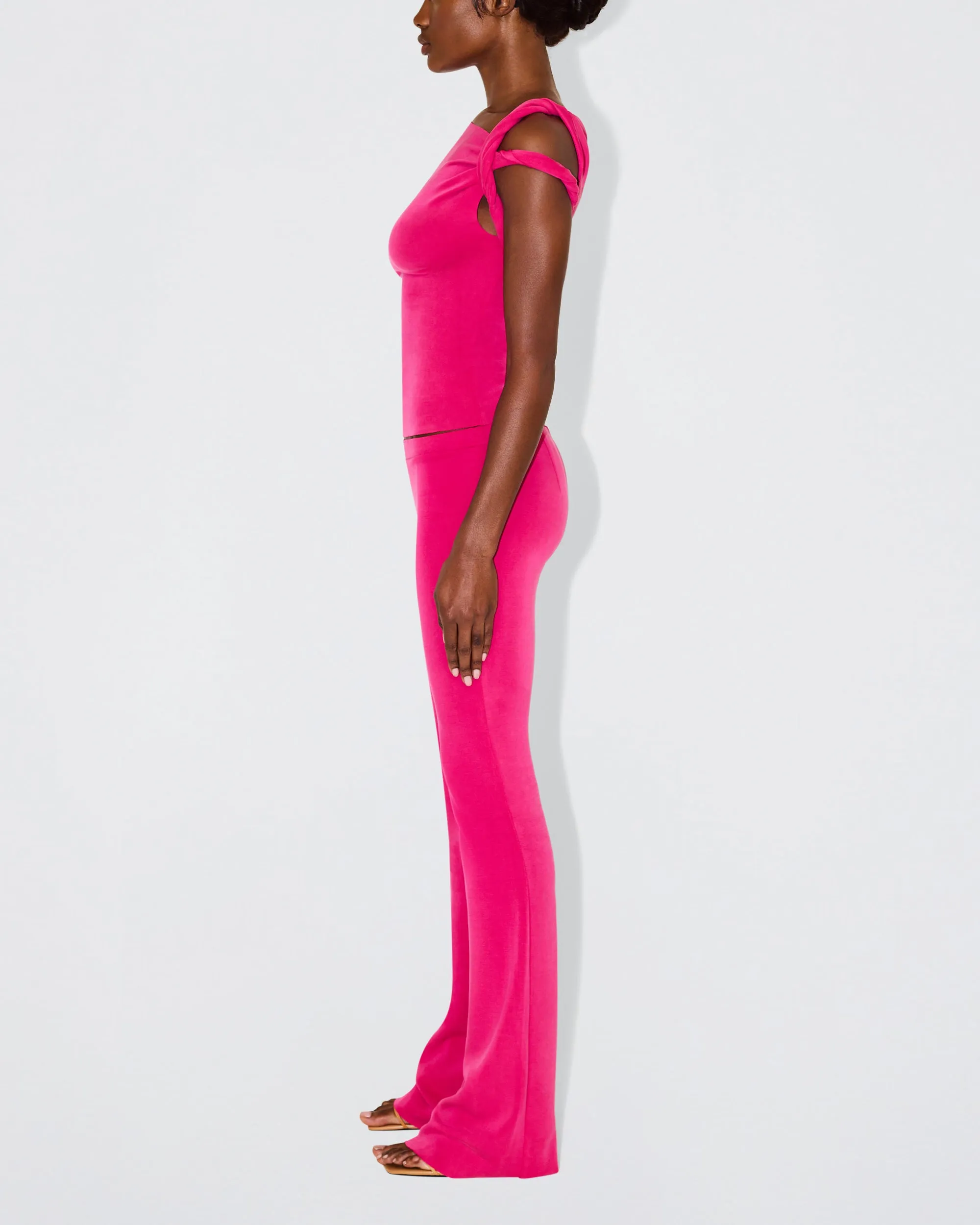 Sueded Stretch Twisted Top | Fuchsia sold by KHY product image thumbnail 3