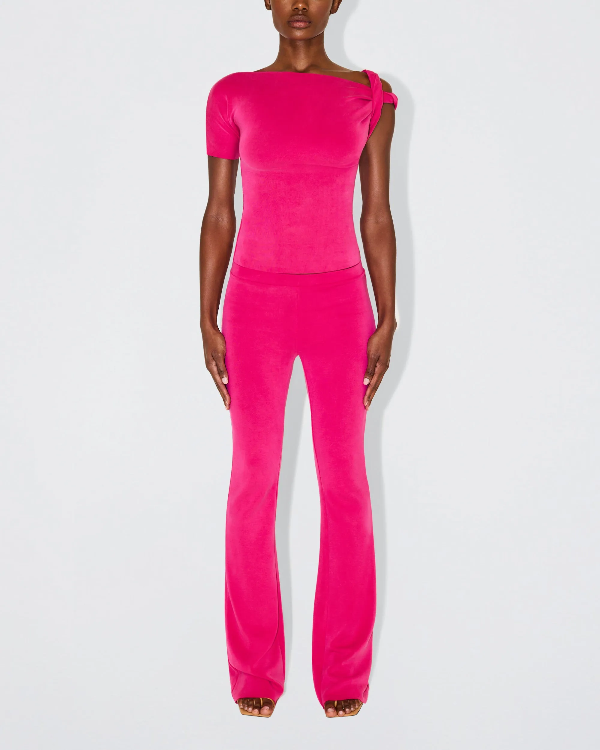 Sueded Stretch Twisted Top | Fuchsia sold by KHY product image thumbnail 2