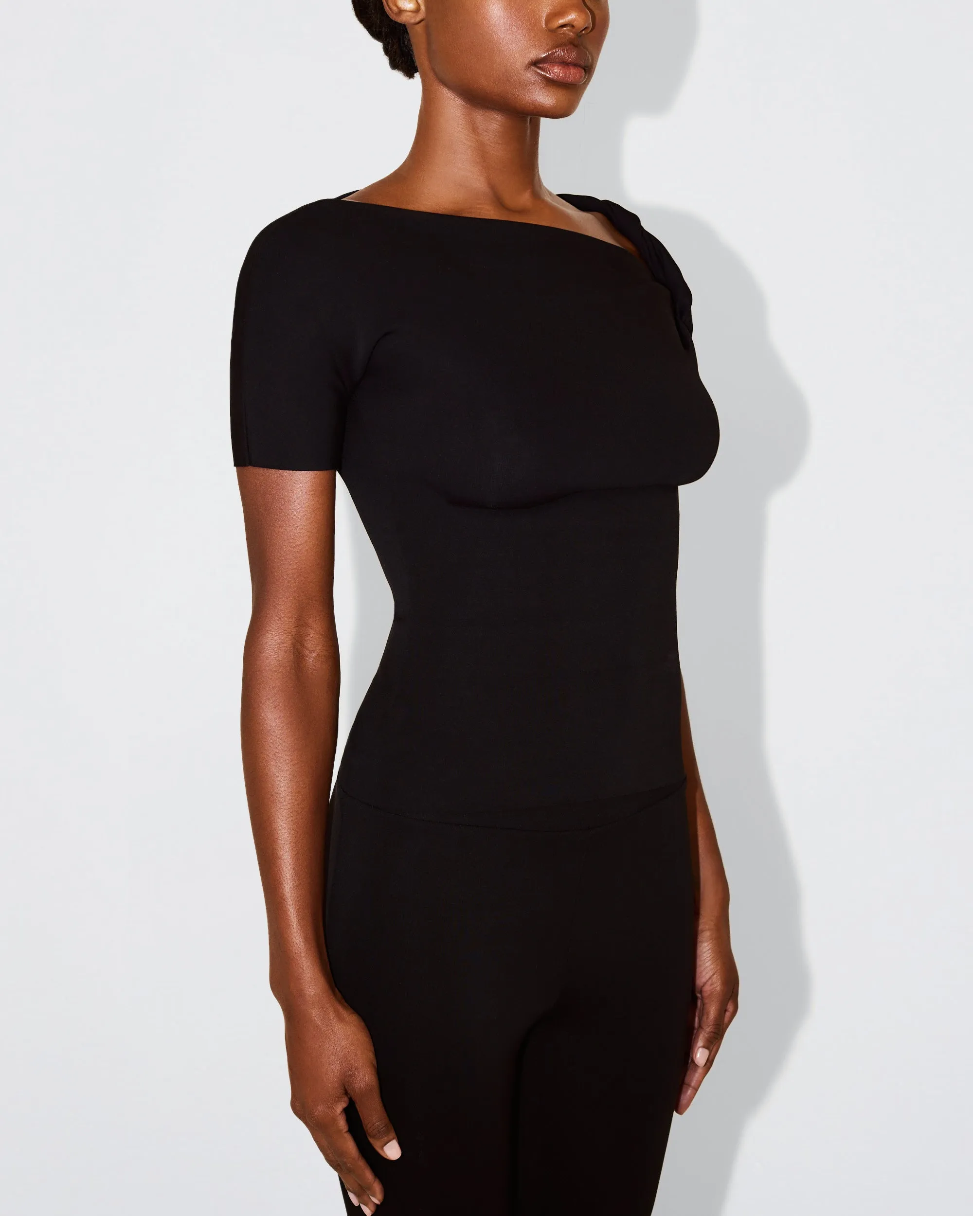 Sueded Stretch Twisted Top | Black sold by KHY product image thumbnail 5