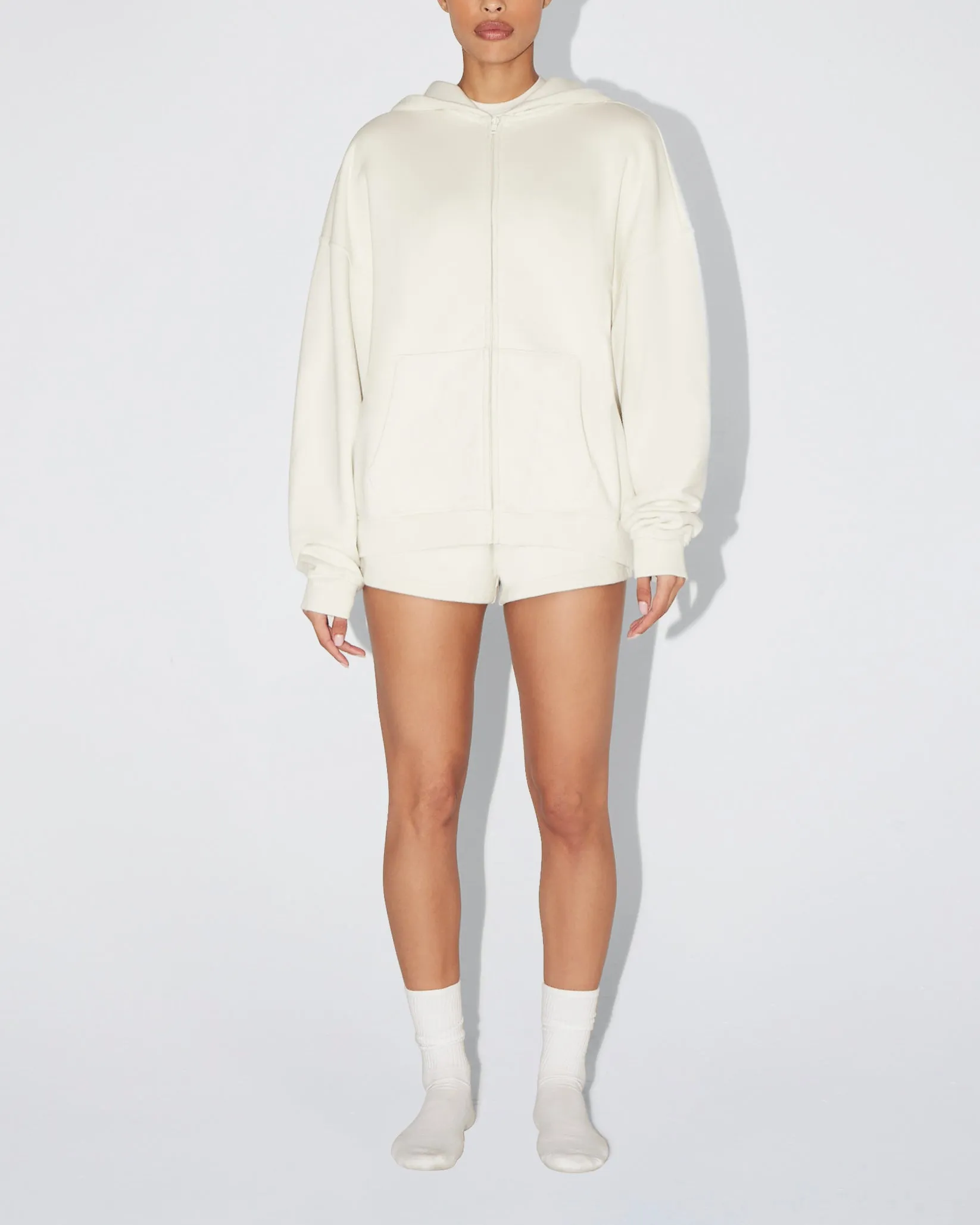 Fleece Oversized Zip Hoodie | Ecru sold by KHY product image thumbnail 2