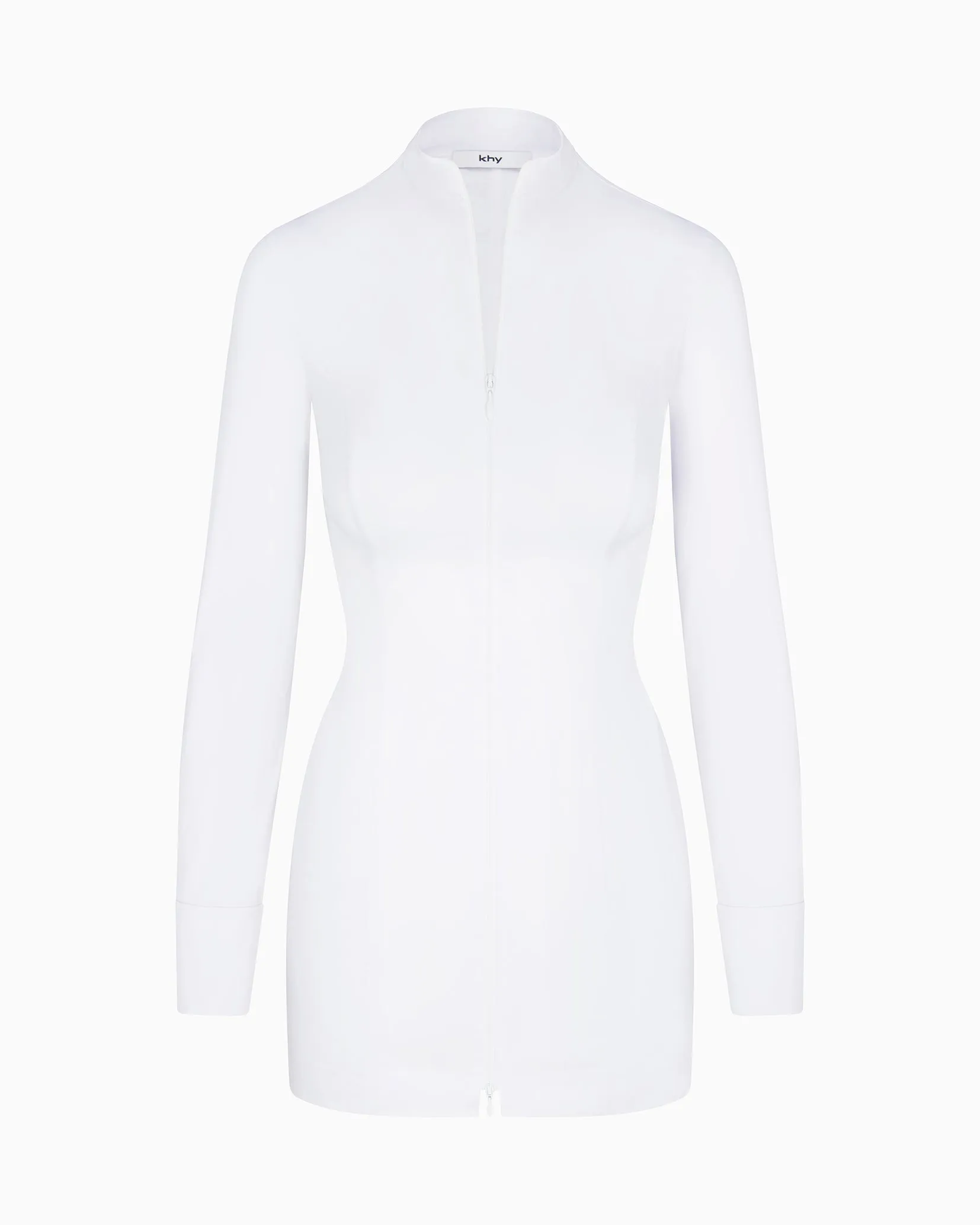 Poplin Zip Mini Dress | White sold by KHY