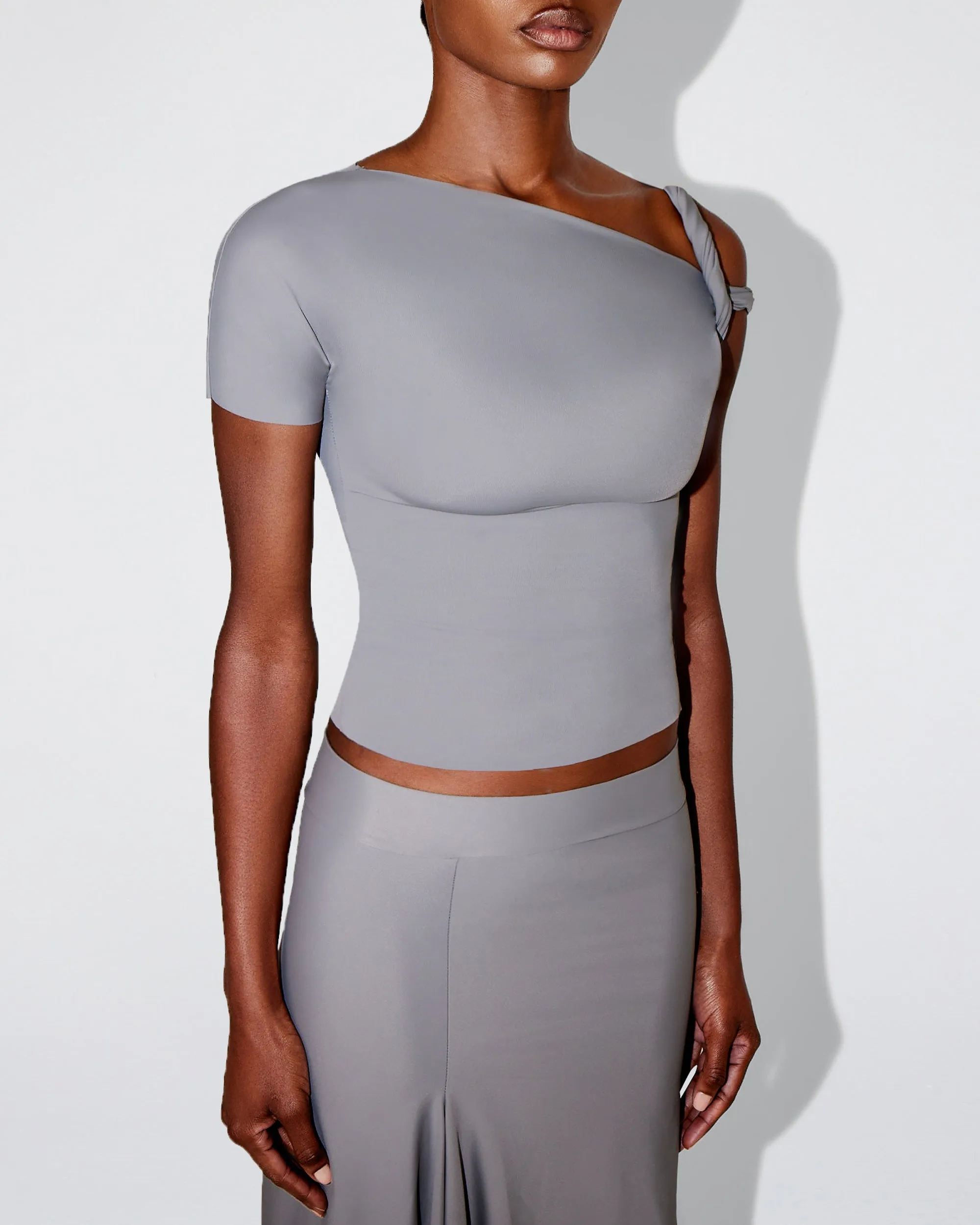 Sleek Stretch Twisted Top | Steel Grey sold by KHY product image thumbnail 4