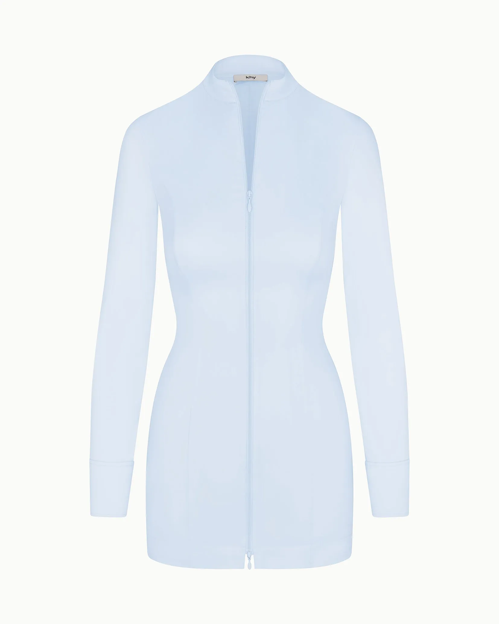 Poplin Zip Mini Dress | Ice Blue sold by KHY