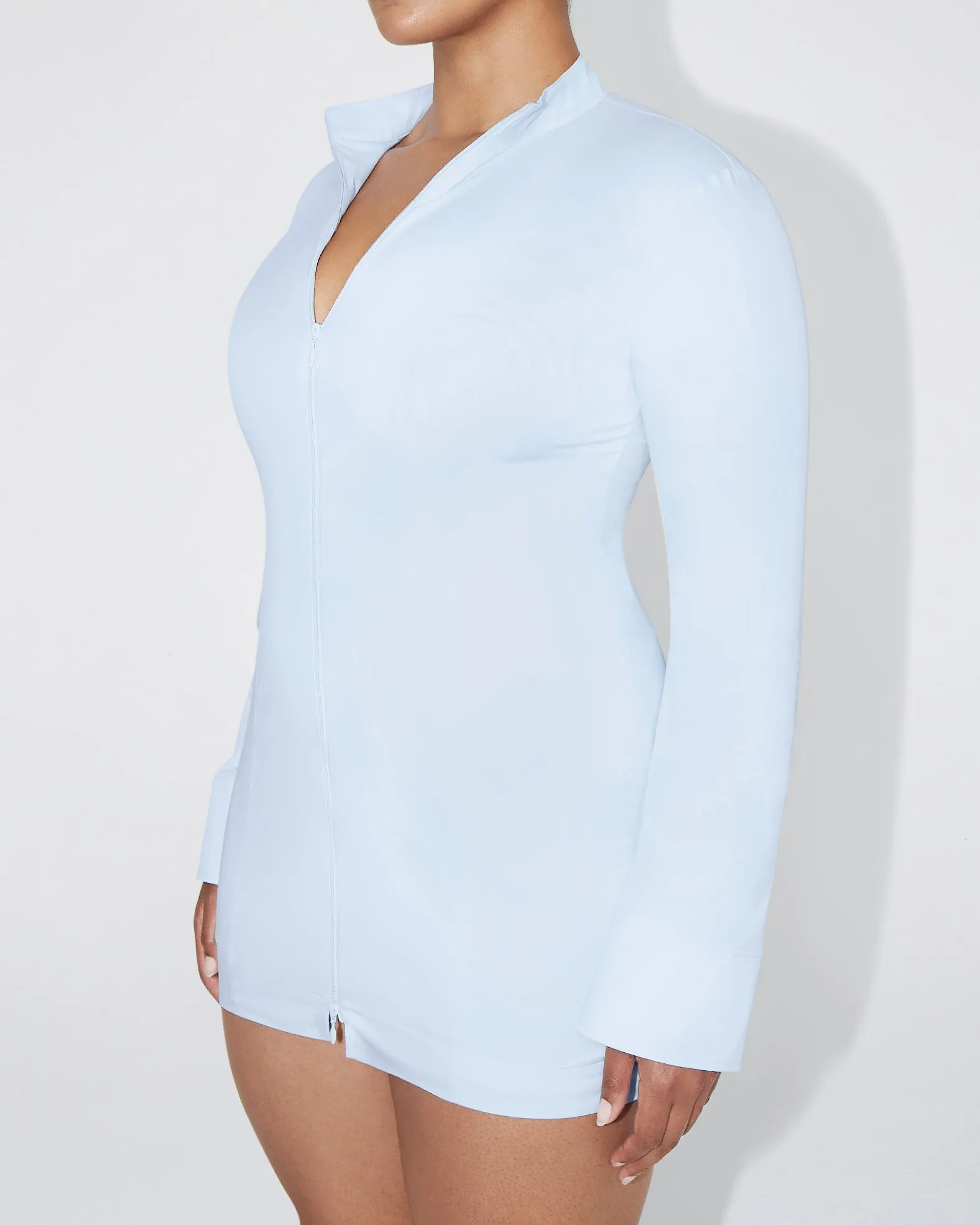 Poplin Zip Mini Dress | Ice Blue sold by KHY product image thumbnail 5
