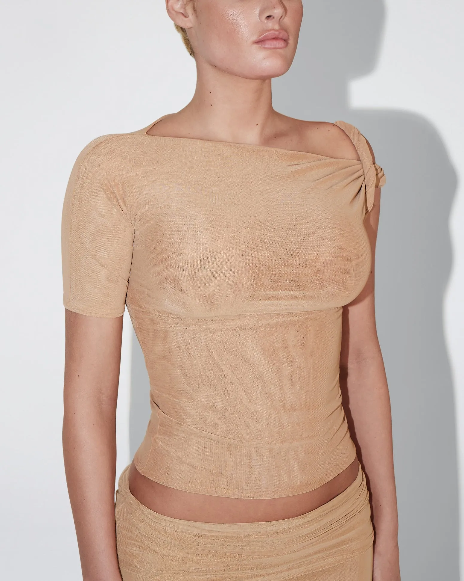 Mesh Stretch Twisted Top | Nude sold by KHY product image thumbnail 5