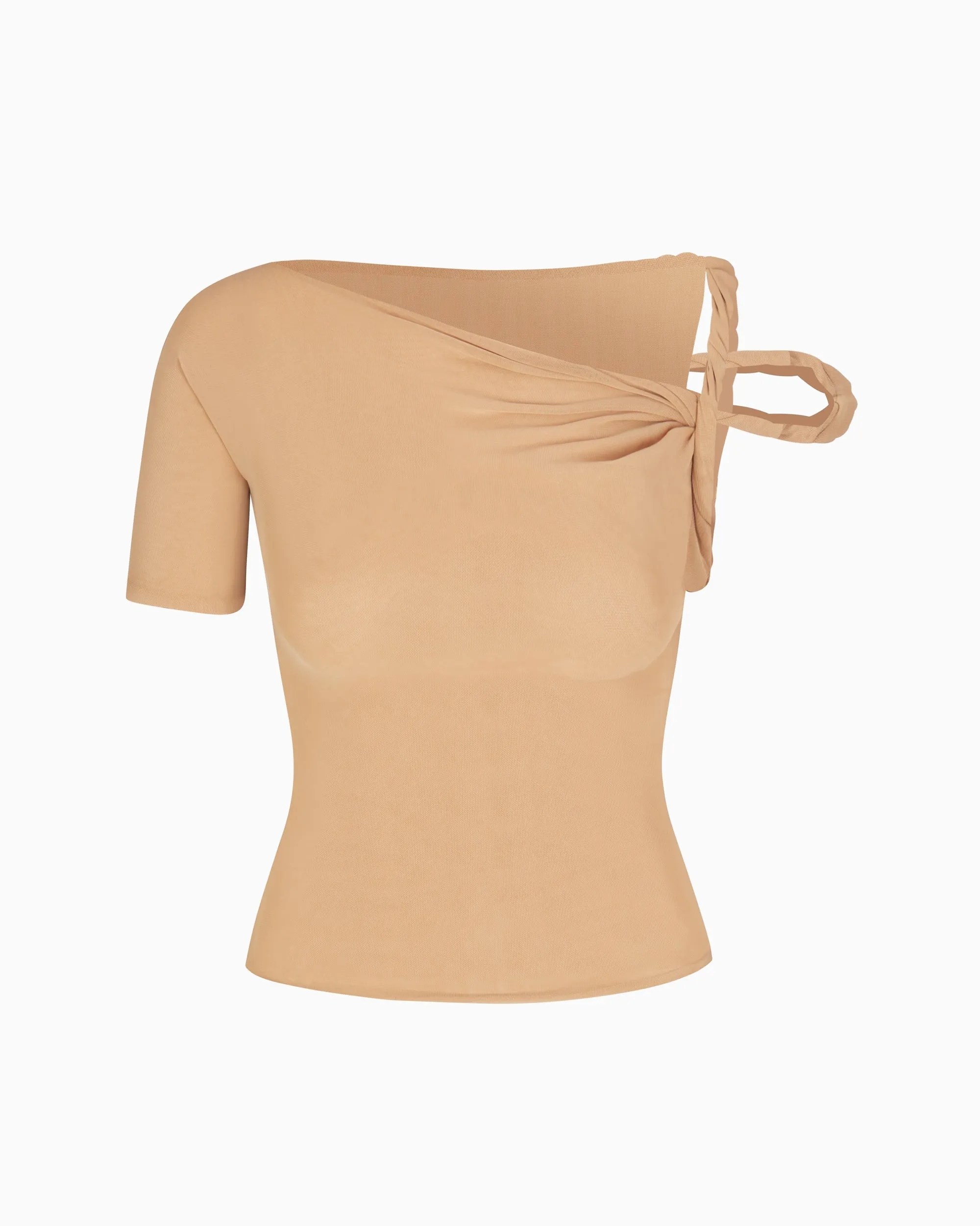 Mesh Stretch Twisted Top | Nude sold by KHY