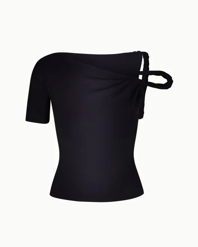Sleek Stretch Twisted Top | Black sold by KHY