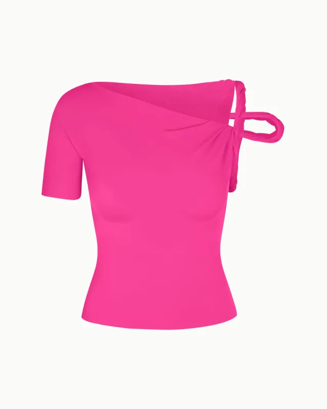 Sleek Stretch Twisted Top | Fuchsia sold by KHY