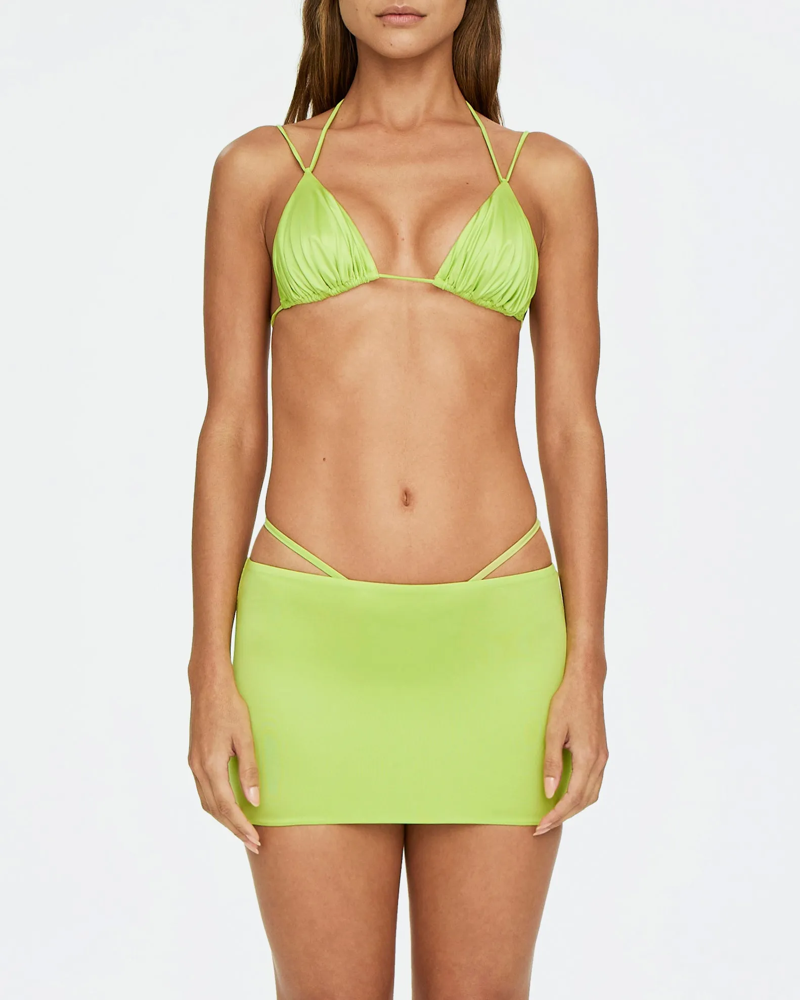 Satin Ultra Mini Swim Skirt | Lime sold by KHY product image thumbnail 2