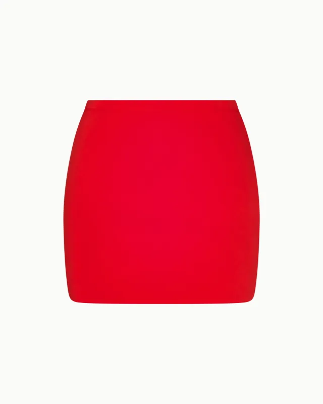 Sueded Stretch Ultra Mini Skirt | Tomato sold by KHY