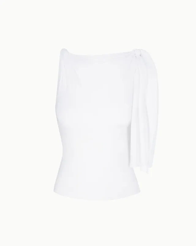 Sleek Stretch Knotted Top | Bright White sold by KHY