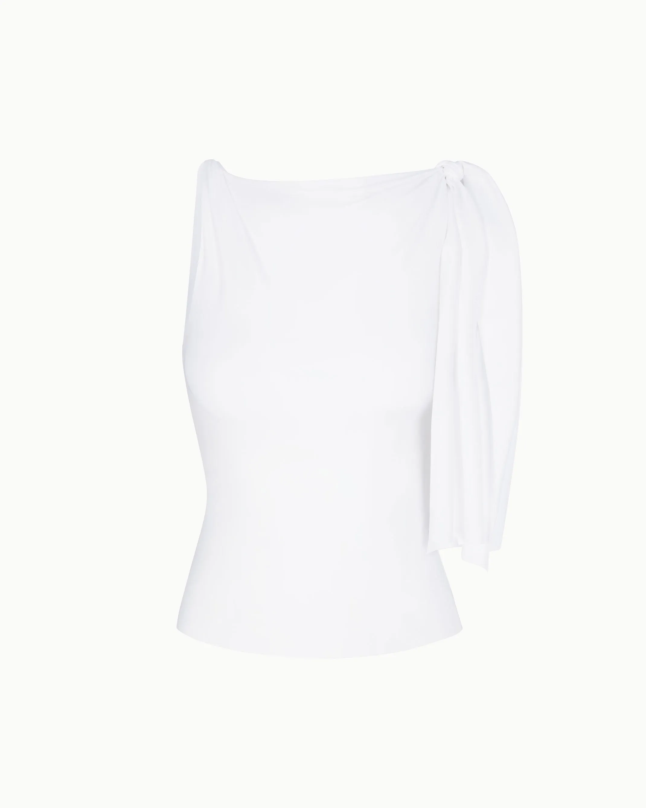 Sleek Stretch Knotted Top | Bright White sold by KHY