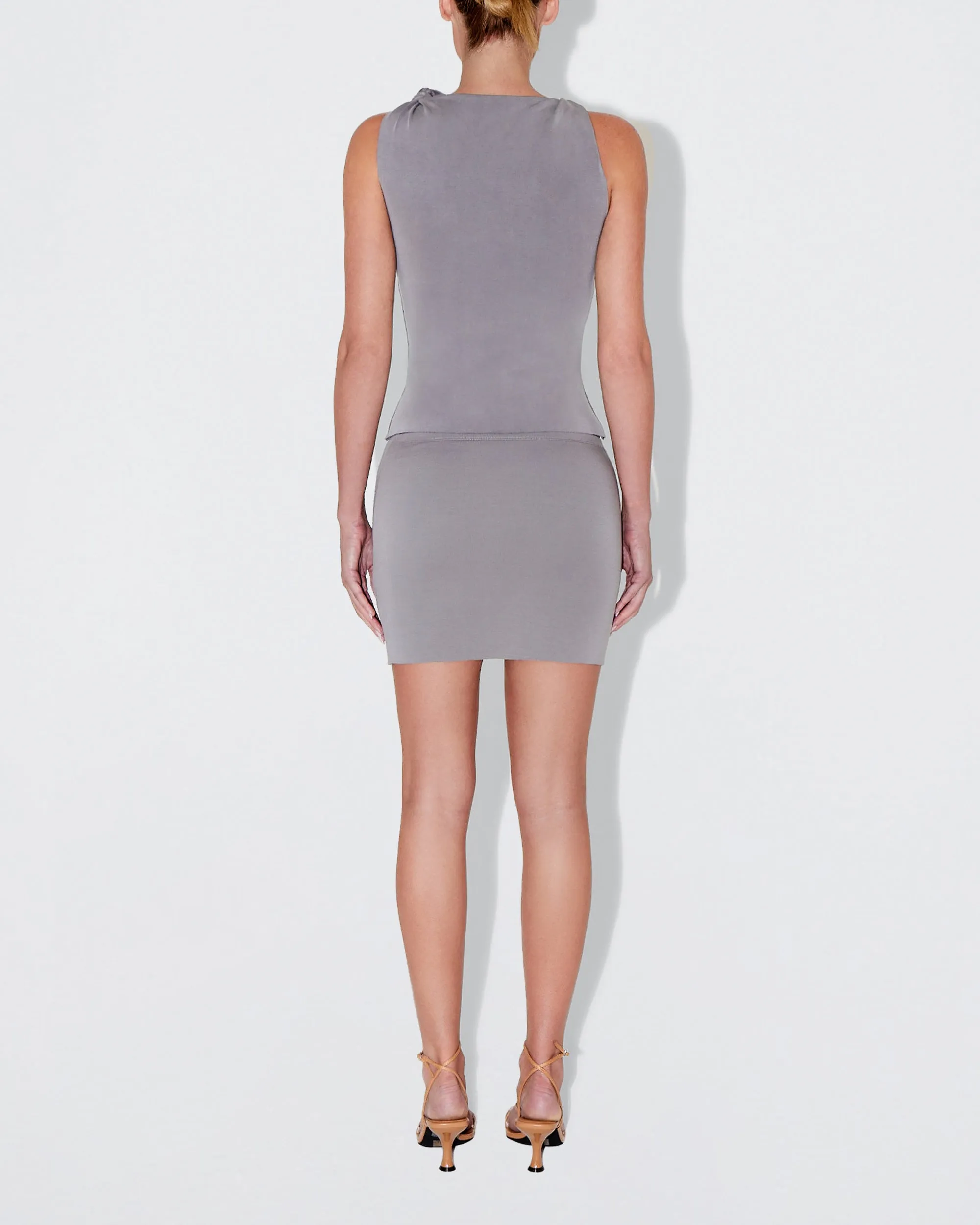 Sueded Stretch Knotted Top | Steel Grey sold by KHY product image thumbnail 4