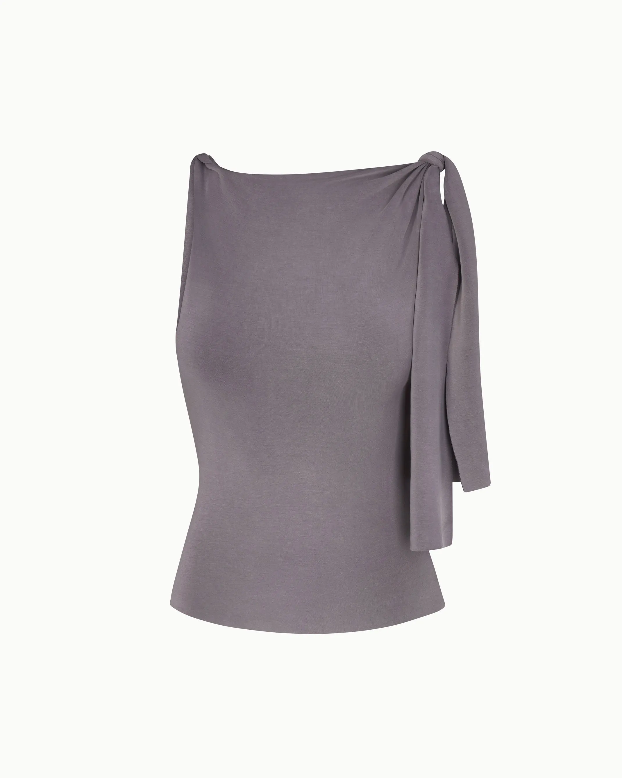 Sueded Stretch Knotted Top | Steel Grey sold by KHY
