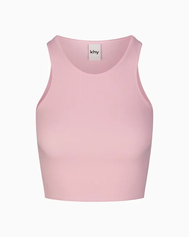 Cropped Raw Hem Rib Tank | Orchid Pink sold by KHY