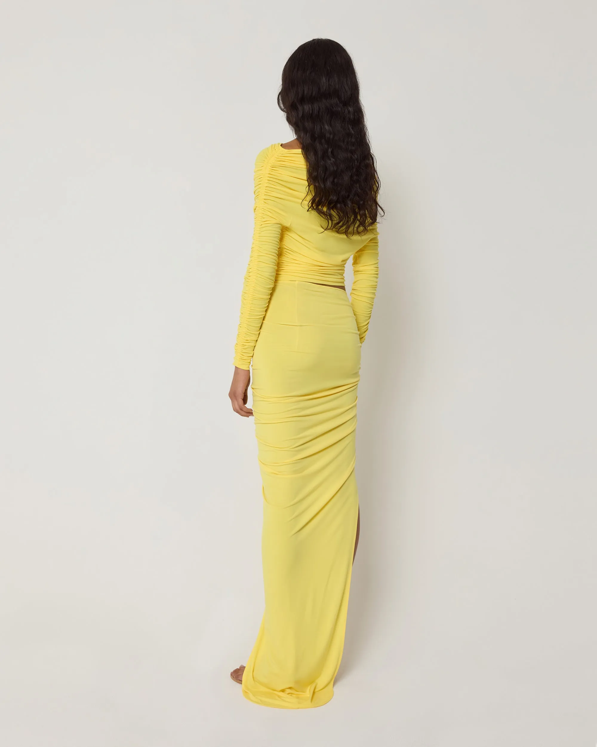 Ruched Maxi Skirt | Golden sold by KHY product image thumbnail 5