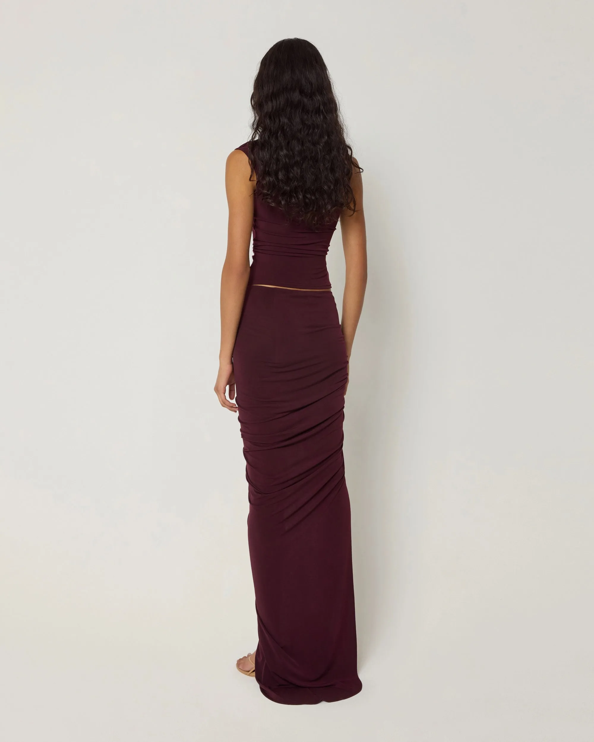 Ruched Maxi Skirt | Black Cherry sold by KHY product image thumbnail 5