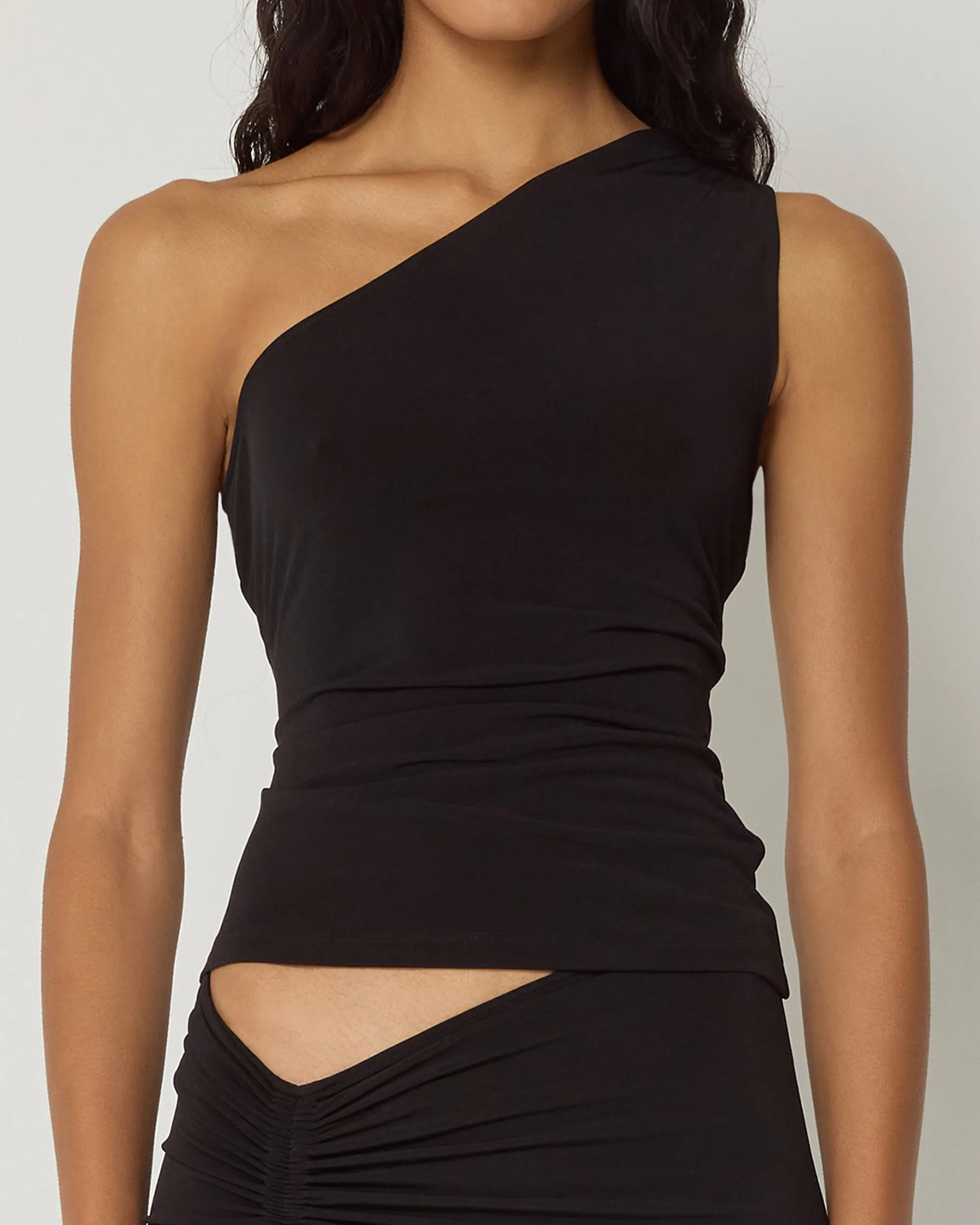 One Shoulder Cutout Tank | Black sold by KHY