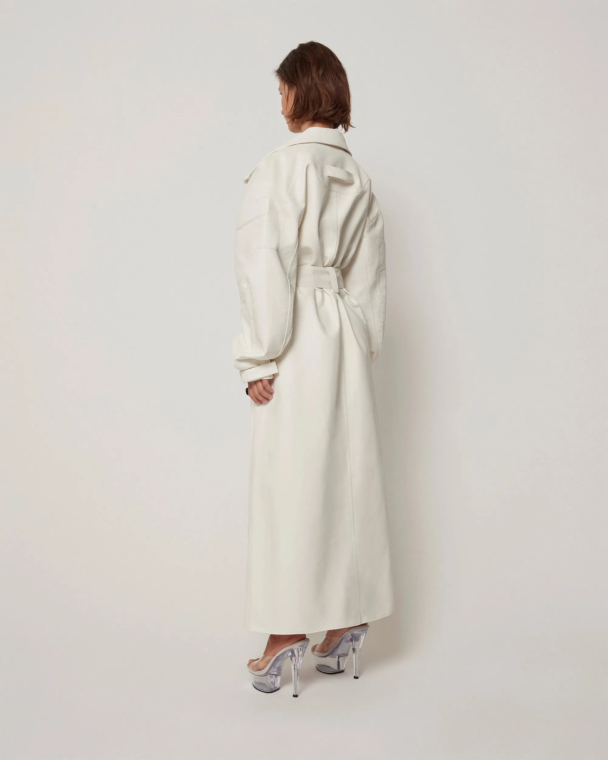 Faux Leather Trench | Chalk sold by KHY product image thumbnail 5